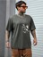 Erkek Füme Oversize T-Shirt Kartal Baskılı 3