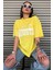 Houston Baskılı Kadın Oversize Sarı T-Shirt 3