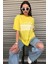 Houston Baskılı Kadın Oversize Sarı T-Shirt 5