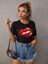 Red Lip Baskılı Kadın / Kız Oversize Kırmızı Salas T-Shirt Boyfriend 2