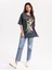 Womens Baskılı Kadın / Kız Oversize Füme Salas T-Shirt Boyfriend 2