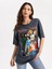 Womens Baskılı Kadın / Kız Oversize Füme Salas T-Shirt Boyfriend 3