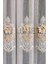 Kullanıma Hazır Rose Desen Dantelli Krem Renk (1x3) Sık Pileli Tül Perde 5