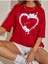 Cats Baskılı Kadın / Kız Oversize/boyfriend Kırmızı T-Shirt 3