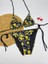 Siyah Sarı Desenli Üçgen Ipli Kadın Bikini Takımı 1