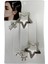 Gümüş Renk Yıldız Figürlü Fiyonk Detaylı Metal Yan Toka Set 2