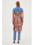 Denim Desenli Gömlek Yaka Mavi/oranj Uzun Tunik T-1441 5