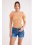 Kare Yaka Viskon Keten Crop Bluz 1