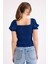 Kare Yaka Viskon Keten Crop Bluz 4
