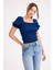 Kare Yaka Viskon Keten Crop Bluz 5