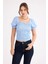 Kare Yaka Viskon Keten Crop Bluz 1