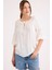 Kolu Lastikli Önü Bağlamalı Keten Bluz 2