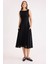 Sıfır Kol Viskon Keten Midi Elbise 1