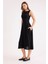 Sıfır Kol Viskon Keten Midi Elbise 3