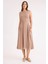 Sıfır Kol Viskon Keten Midi Elbise 2