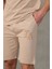 Bej Nakışlı Basic Erkek Şort Takımı 2