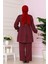 Önü Bağlamalı Pantolonlu Takım-Bordo 4