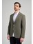 Çizgili Desen Gofreli Mono Yaka Malzemesiz Esnek 6 Drop Slim Fit Ceket 1002250122 3