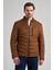 Kahverengi Dik Yaka Yan Cep Dolum Şişme Standart Fit Esnek Casual Deri Mont 1038245167 1