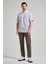 Kısa Kol Çizgili Desen Bez Ayağı Düğmeli Yaka Cepli Pamuklu Casual Comfort Fit Gömlek 1004250167 2