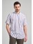 Kısa Kol Çizgili Desen Bez Ayağı Düğmeli Yaka Cepli Pamuklu Casual Comfort Fit Gömlek 1004250167 3