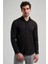 Siyah Sert Yaka Düz Classic Pamuklu Slim Fit Gömlek 1004250214 1