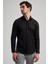Siyah Sert Yaka Düz Classic Pamuklu Slim Fit Gömlek 1004250214 3
