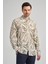 Koyu Haki Uzun Kol Baskılı Düğmeli Yaka Cepsiz Casual Slim Fit Gömlek 1004250138 3