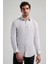 Beyaz Uzun Kol Desen Yarım İtalyan Yaka Cepsiz esnek Classic Slim Fit Gömlek 1004245220 1