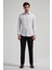 Beyaz Uzun Kol Desen Yarım İtalyan Yaka Cepsiz esnek Classic Slim Fit Gömlek 1004245220 2
