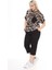 Kadın Alt-Üst Kısa Kol Kapri 2'li Likralı Cep Detay Leopar Desen Penye Takım 2