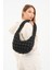 Cluody Bag Siyah Baget Kapitone / Quilted Bulut El Ve Omuz Çantası Boy:25 En: 35 Sap: 60 Cm 6