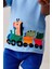 Pamuklu Mavi Tren Desenli Kısa Kollu Şortlu Alt Üst Takım 4