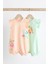 % 100 Pamuklu Pastel Pembe Animal Baskı Romper 2’li Set 1
