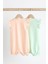 % 100 Pamuklu Pastel Pembe Animal Baskı Romper 2’li Set 2
