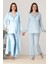 Mavi Sabahlıklı Hamile Lohusa Pijama Takımı 1