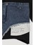 Denim Detaylı Püsküllü Crop Tişört Siyah 2