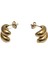 Çelik Küpe Burgu Motifli 2'li Yarım Halka 1.1 cm Genişlik 1.8 cm Uzunluk Altın Sarısı (Gold) 5