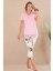 Pembe Renk ve Çiçekli Pamuklu Kadınların Tercihi Lady 12077 Kapri ve Taytlı Pijama Takımı 1