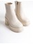 Lısse Fermuarlı Ortopedik Taban Suya ve Soğuğa Dayanıklı Kalın Topuklu Cilt Kadın Bot Kt Krem 5