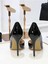Kadın Siyah Rugan 8cm Ince Şeffaf Kapak Topuklu Stiletto Ayakkabı 3