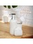 Tezgah Üstü Fırçalı Süngerli Mutfak Banyo Porselen Sıvı Sabunluk Takımı Seti Beyaz 550 ml 1