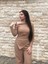 Kadın Düşük Omuz Drape Detay Bürümcük Bluz Pantolon Takımı 3