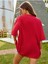 Hawaıı Baskılı Kadın / Kız Oversize Kırmızı Salas T-Shirt Boyfriend 3