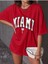 Miami Baskılı Oversize Salas Boyfriend Kadın T-Shirt Top Bluz 1