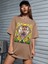 Kadın / Kız Bej Oversize T-Shirt Lord Baskılı 2