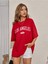 Los Angeles Baskılı Kadın / Kız Oversize Kırmızı Salas T-Shirt Boyfriend 2
