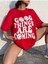 Coming Baskılı Kadın / Kız Oversize/ Boyfirend Kırmızı T-Shirt 1