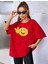Kadın / Kız Emoji Baskılı Oversize Ünisex T-Shirt Salaş Boyfirend 3