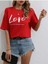 Red Love Baskılı Kadın / Kız Oversize Kırmızı Salas T-Shirt Boyfriend 2